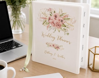 Personalized Wedding Planner Binder, Custom Engagement Gift for Her, Complete Bridal Organizer