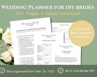 Hochzeitsplaner Printable für DIY Bräute - Kompletter Braut Organizer zum Sofort Download PDF