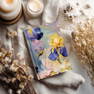 Painted Iris Bloom Hardcover Journal: A5 Lined Notebook
