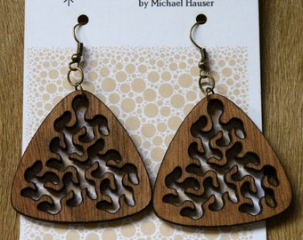 Laser-cut Triangular Peano Curve Outline Earrings