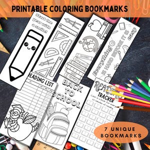 Back to School coloring bookmark set, printable bookmark activity, DIY bookmark, Welcome Students color in bookmark