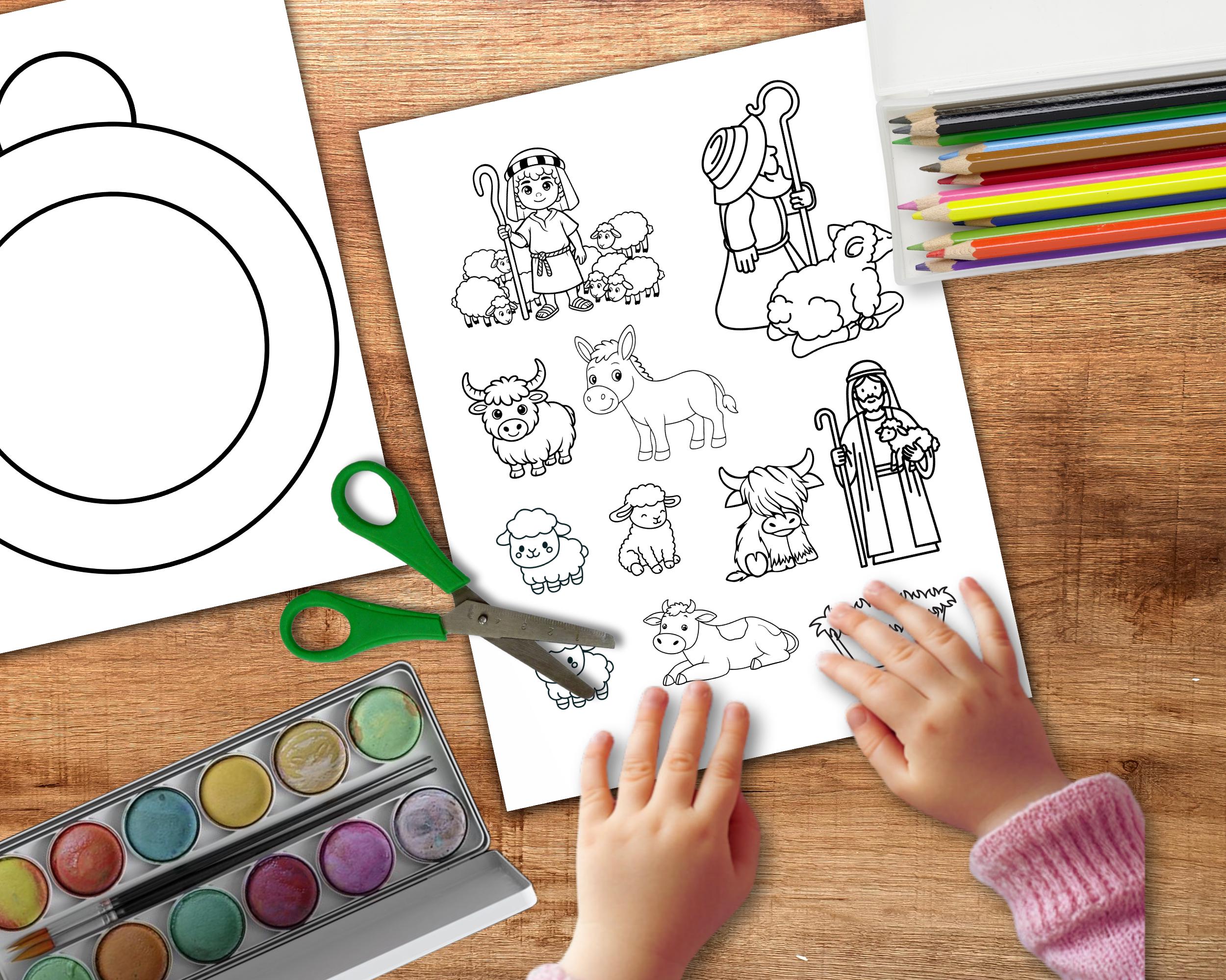 Cut and Paste Nativity Wreath Craft, Christmas Day Care Activities ...