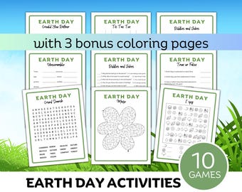 Earth Day Activity Bundle, Earth Day Classroom worksheets, Earth Day Games Printable for Kids,