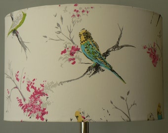 Handmade 'Chirpy' Standard Lamp Shade 40cms - Pink,, White and Blues