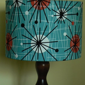 Modern Vintage Atomic Turquoise 30cm Handmade Drum Lampshade image 2