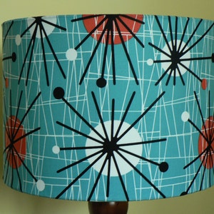 Modern Vintage Atomic Turquoise 30cm Handmade Drum Lampshade image 4