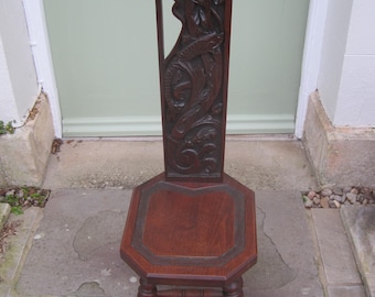 Antique Arts and Crafts Carved Mahogany Spinning Chair