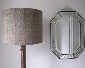Harris Tweed Drum Lampshade Brown Herringbone Tweed