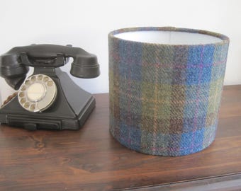 Harris Tweed Lampshade - Blue Green and Brown Tartan