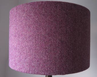 Handmade Harris Tweed Lampshade Pink Herringbone