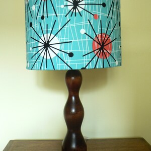 Modern Vintage Atomic Turquoise 30cm Handmade Drum Lampshade image 3