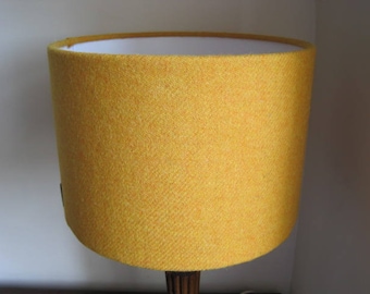 Handmade Harris Tweed Drum Lampshade in Ochre Yellow