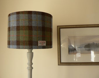 Handmade Harris Tweed Lampshade in Mcleod Tartan - Blue, Green, Red, Yellow, Charcoal