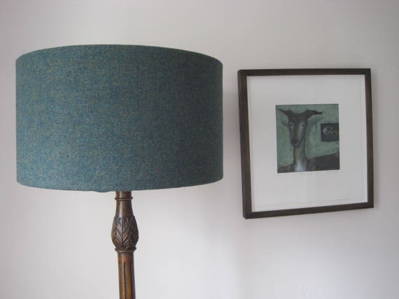 Handmade Harris Tweed Drum Lampshade Green - Handmade Lampshades Norfolk Handmade Harris Tweed Drum Lampshade Green - Handmade Lampshades Norfolk