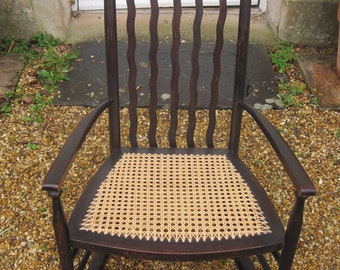 19th C Morris & Co Liberty Arts and Crafts London Lathback Rocking Chair
