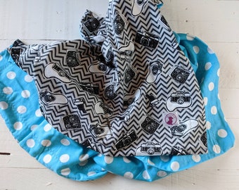 Vintage camera, baby blanket, Photography, chevron, polka dot, Baby Blanket, Receiving Blanket, Flannel Blanket- Cameran Kam