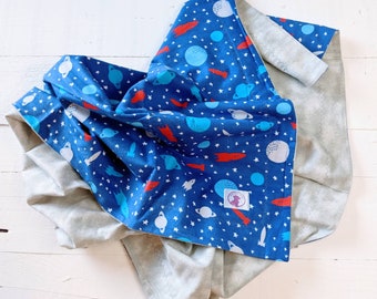 Rocket ship baby blanket, moon, stars, Modern Baby Blanket, Receiving Blanket, Security Blanket, Flannel Blanket -  Buzz Martin