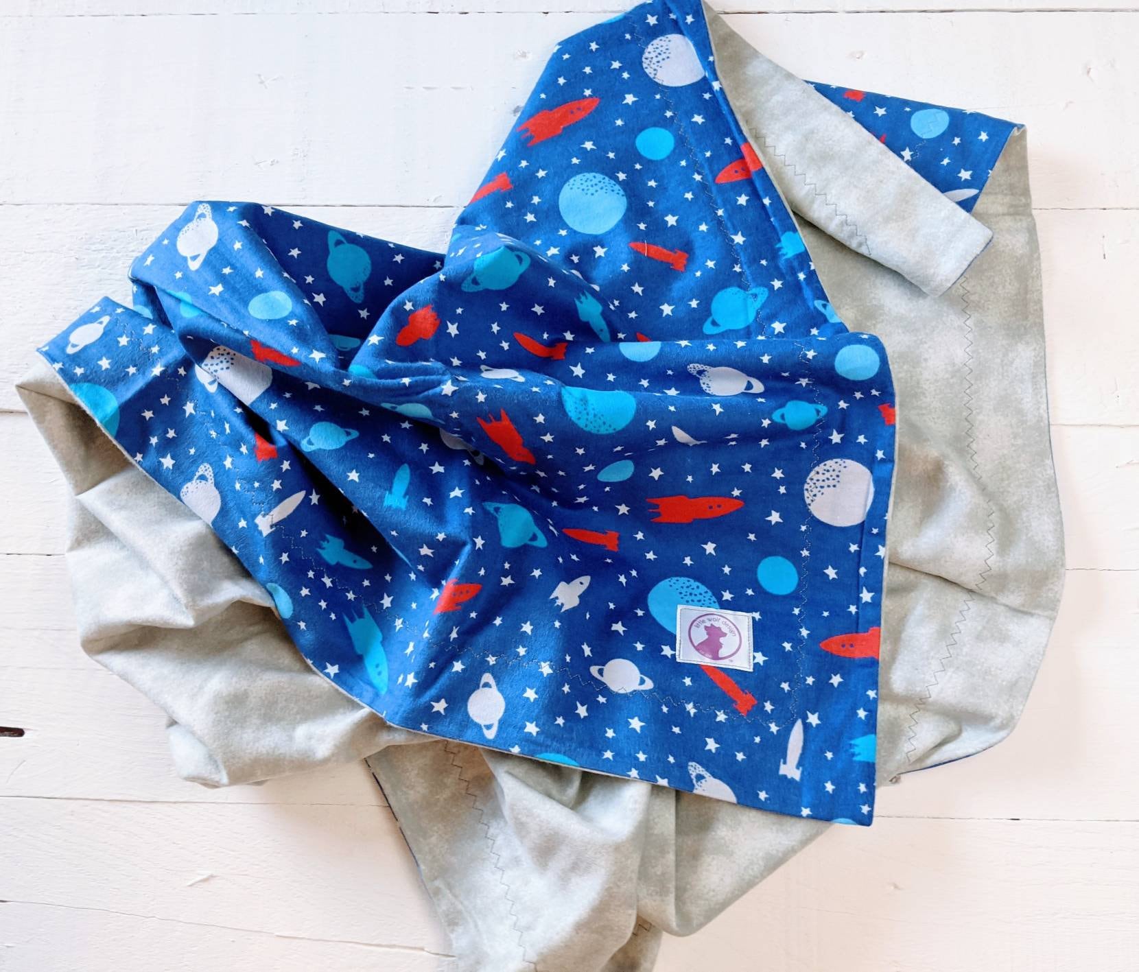 Rocket ship baby blanket moon stars Modern Baby Blanket Etsy