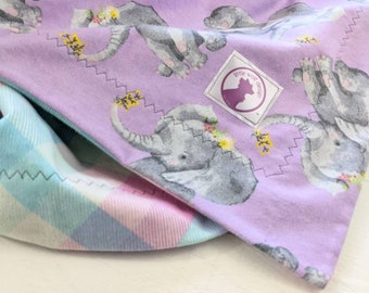 Elephant  baby blanket, Modern Baby Blanket, Receiving Blanket, Toddler Blanket, Hipster, Flannel, purple, flowers, pink, teal, violet, baby