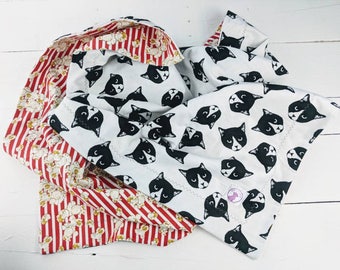 Tuxedo Cat, Cat Baby blanket, Popcorn, baby boy, baby girl, Receiving Blanket, Toddler Blanket, Cat themed Nursery,  Baby Shower gift, movie
