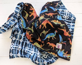 Dinosaur Baby Blanket, trex, dino, dino theme, blue, orange, Blanket, Receiving Blanket, Flannel Blanket, baby boy, baby girl - Danny Dino