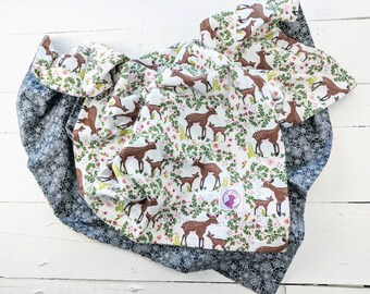 Deer blanket,  Floral, baby blanket, Modern Baby Blanket, Receiving Blanket, Toddler Blanket, Flannel, Forest nursery, Hipster, Bambi