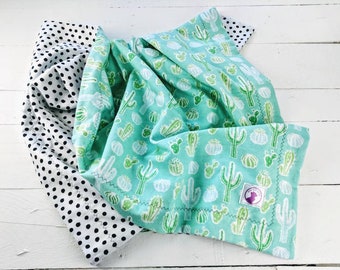 Cactus blanket,  baby blanket, , Modern Baby Blanket, Receiving Blanket, Toddler Blanket, Hipster, Flannel, teal, polka dots, cactus nursery
