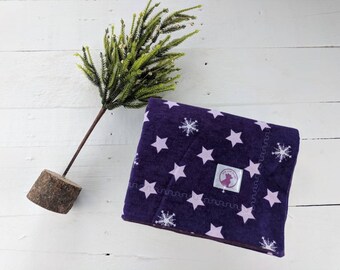 Christmas baby blanket, Stars, winter, Purple Baby Blanket, Plum, Polka Dots, Flannel Blanket -  Lillian Plum