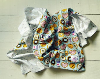 Donuts, baby blanket, Sweets, Coffee Lover, Receiving Blanket, Security Blanket, Flannel Blanket - Sweet Dotty