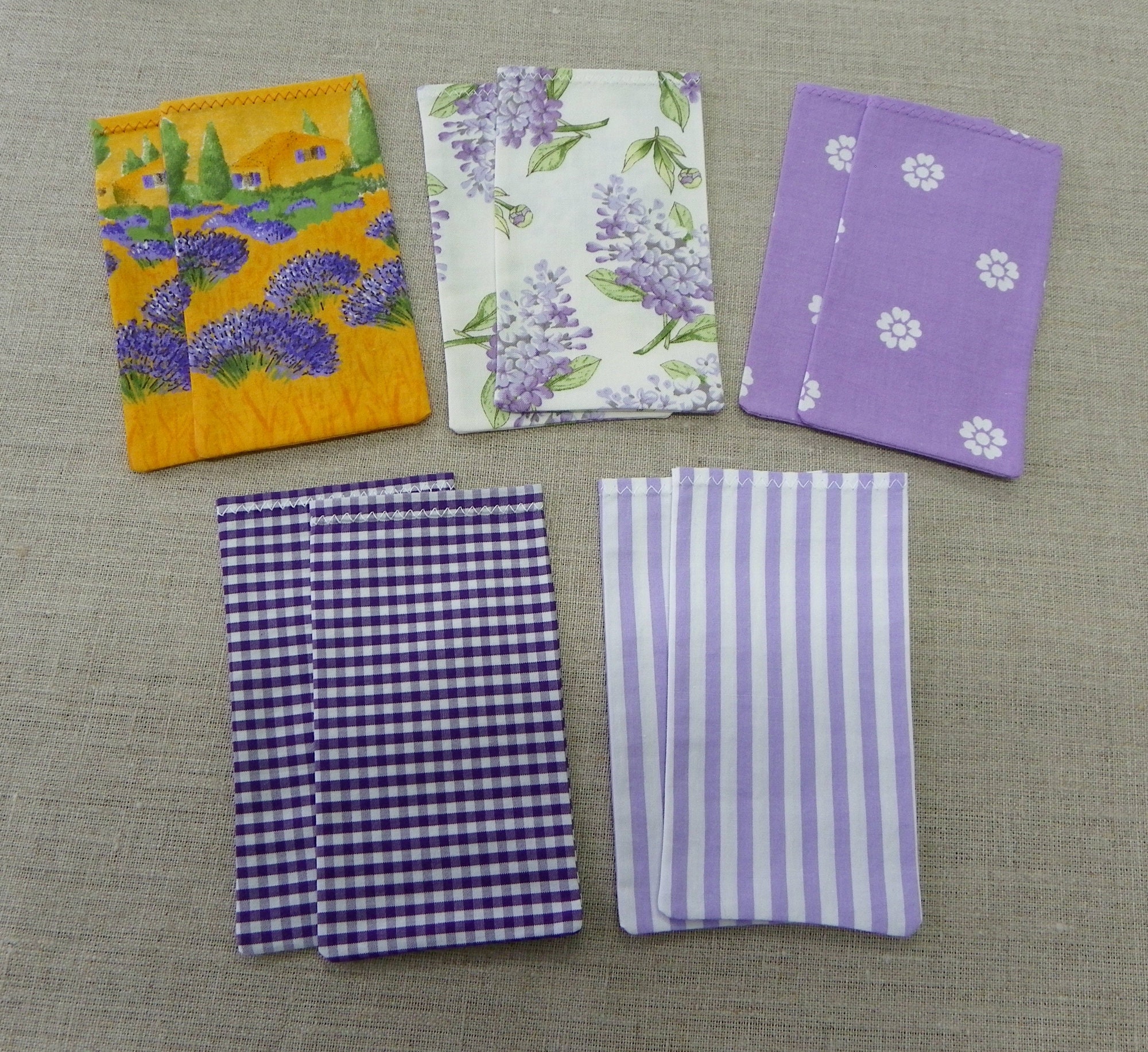 Pochons Sachet Sac Pochette à Lavande Vide Coton Fin Fleur Vichy Mauve Violet Sans Ruban Tissu Recyc