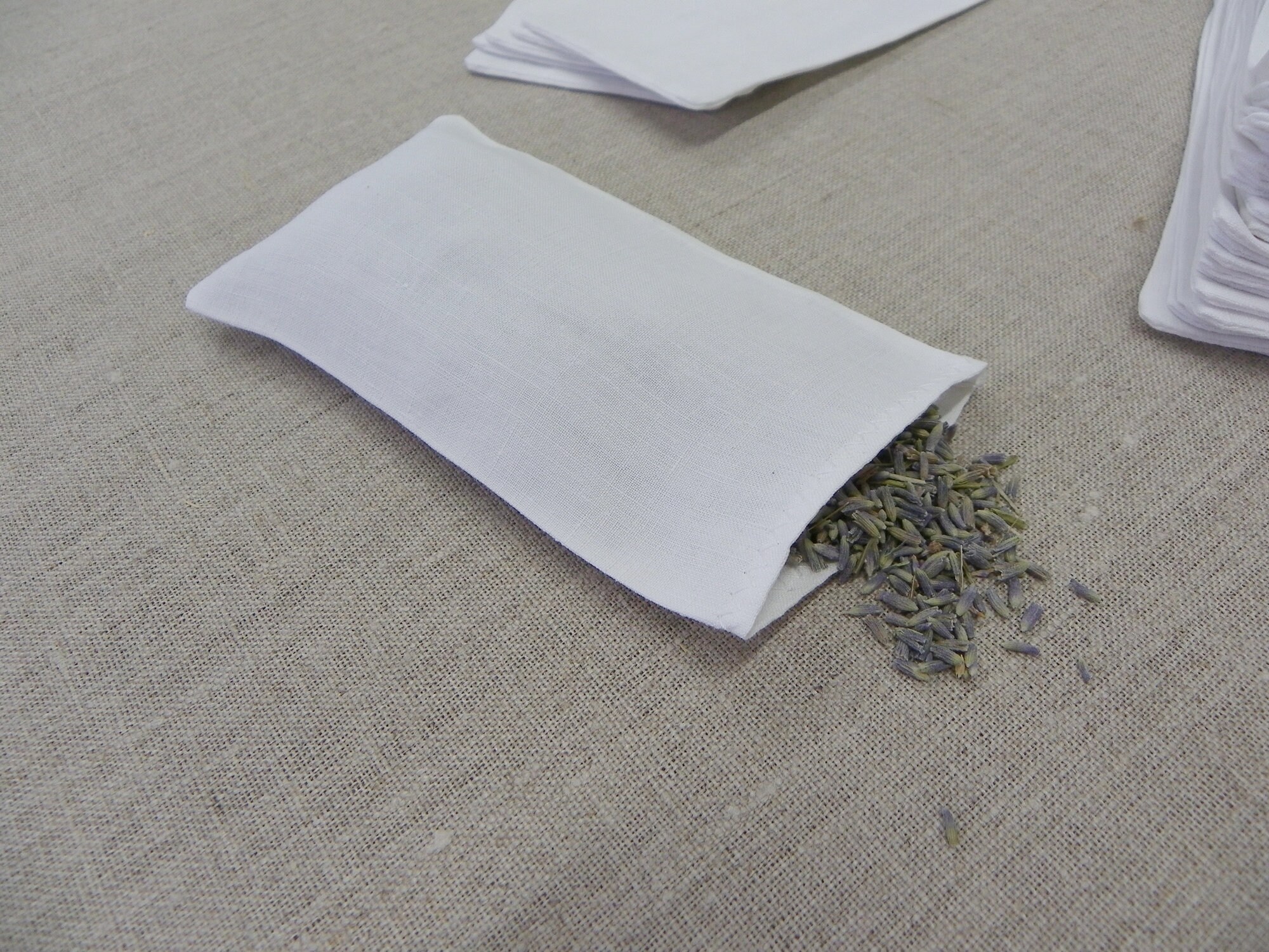 Pochons Sachet Sac Pochette à Lavande Vide Blanc Lin Fin Vintage Ancien Sans Ruban Tissu Recyclé Upc