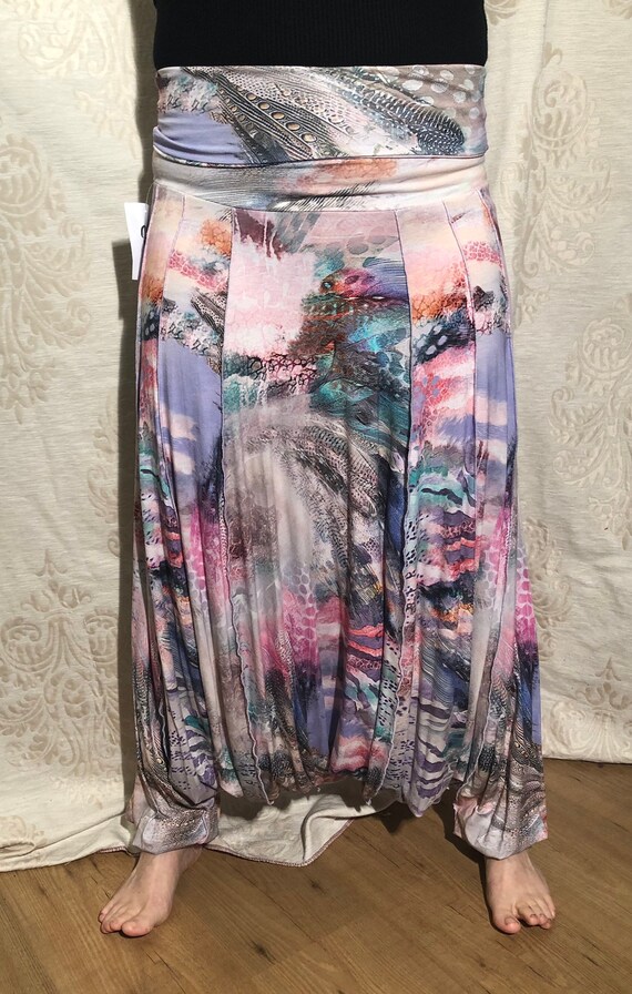 Offer!!! Harem pants with magic digital feather print. From 65,-now for 50,-euro