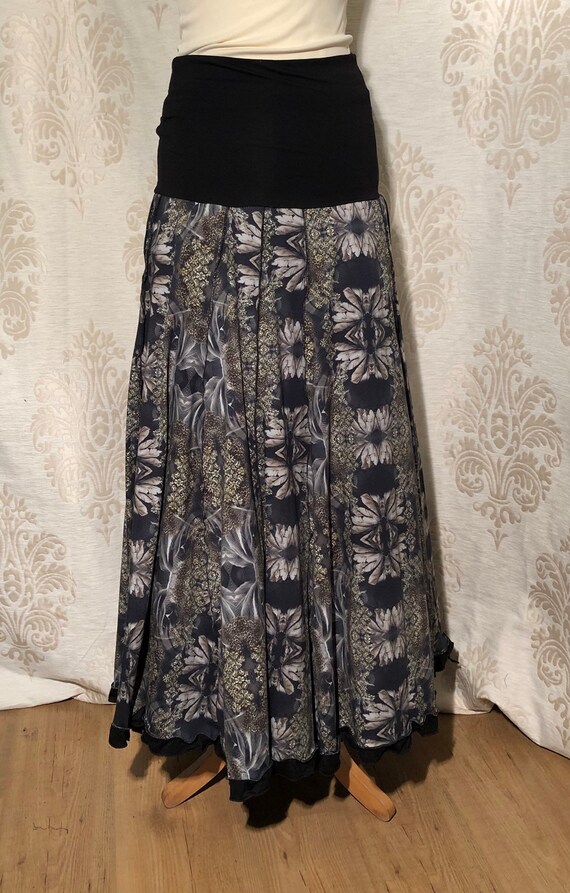 Black skirt with digital print.