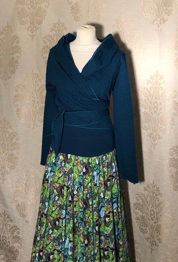 Petrol Wrap cardigan with dots