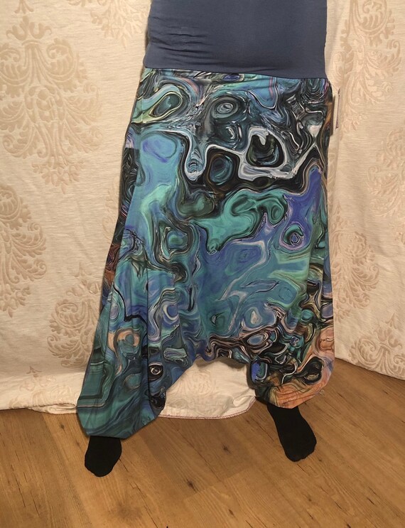 Offer!!! Harem pants with digital print paint colors. From 65,-to 50,-euro
