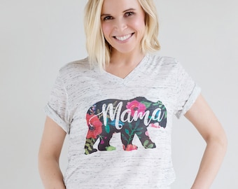 Mama Bear/ Momma Bear Shirt/ Floral Mama Bear Shirt/ Women's Graphic Tee/ Mom Shirt/ Pregnancy Announcement Shirt/ Maternity Shirt/ Baby