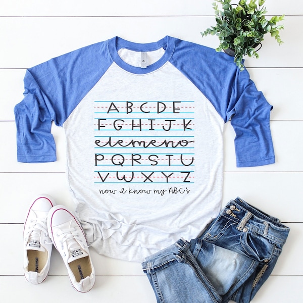 Teacher Shirt/ Teacher Tee/ ABC Shirt/ Kindergarten Teacher/ PreSchool Teacher/ elemeno/ Reading Shirt/ Teacher Aid Shirt/ Alphabet