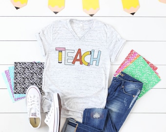 Teacher Shirt/ Teacher Tee/ Back to School/ First Day of School/ Teach/ School Spirit/ Graphic Tee/ Assistant/ Principal/ Math/ Science