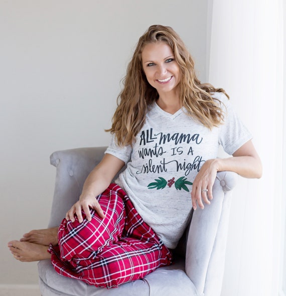 Christmas Shirt Women Plaid Christmas Pajamas All Mama Wants is