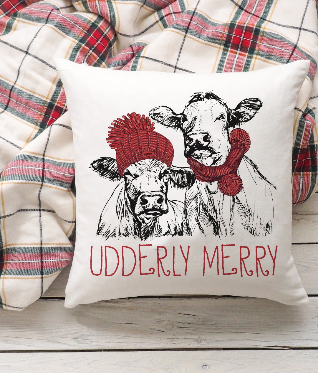 Christmas Pillows/ Cows/ Farm/ Throw Pillow/ Holiday Decor/ Living Room