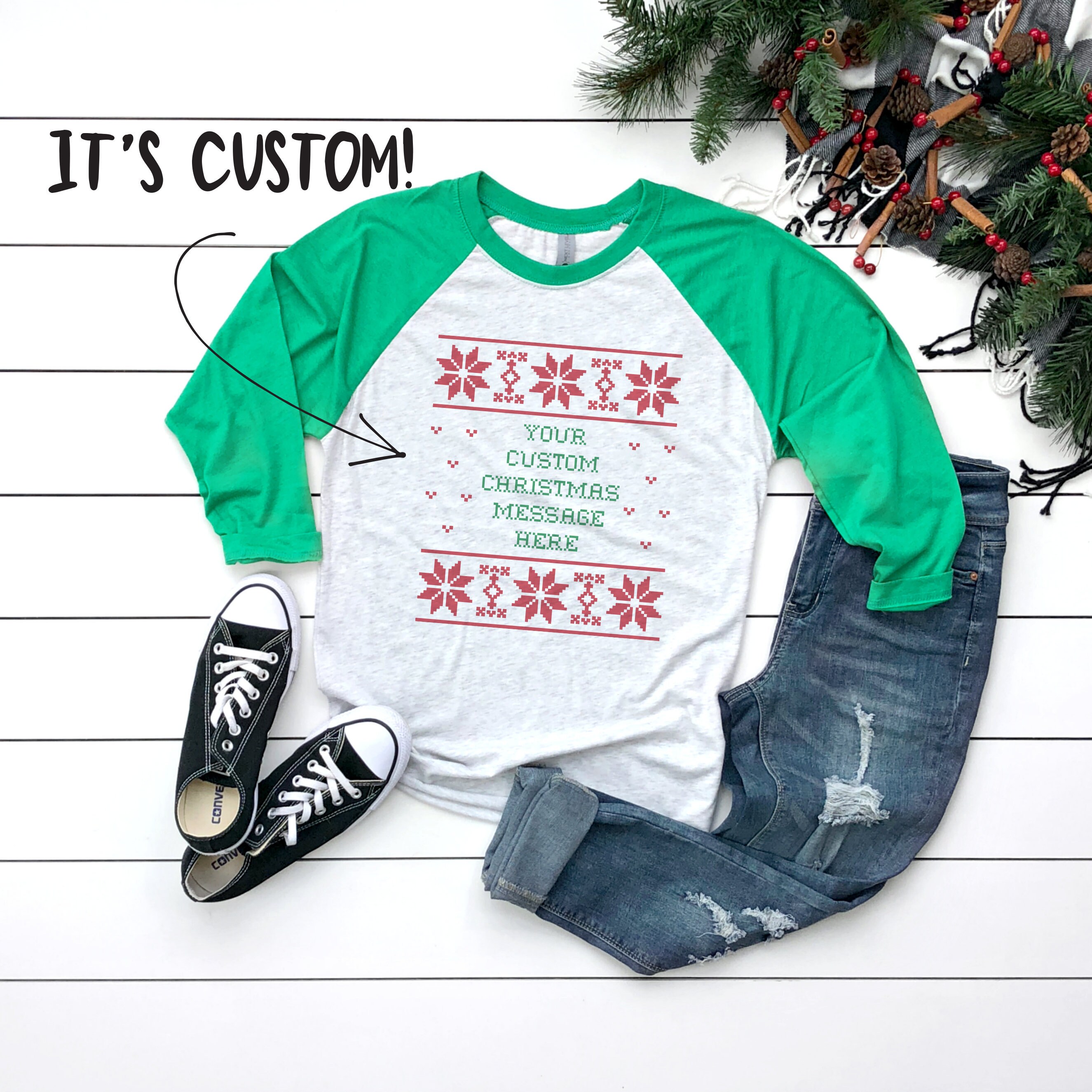 Christmas Clearance! Rvkxad Women Christmas Shirts Xmas Tree Print T Shirts Loose Casual Crew Neck Tunic Tops 3 4 Sleeve Blouses Holiday Graphic