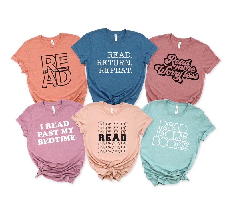 Read Shirt/ Reading Shirt/ Book Shirt/ Teacher Shirt/ Teacher Tee/ Read More Books/ Read Return Repeat/ I Read Past Bedtime/ Librarian Shirt image 1