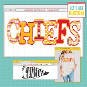 CUSTOM Mascot Design/ Chiefs PNG/ School Spirit/ Chiefs Football/ High School/ College/ Back to School/ Teacher/ Spiritwear/ Pennant/ Cheer