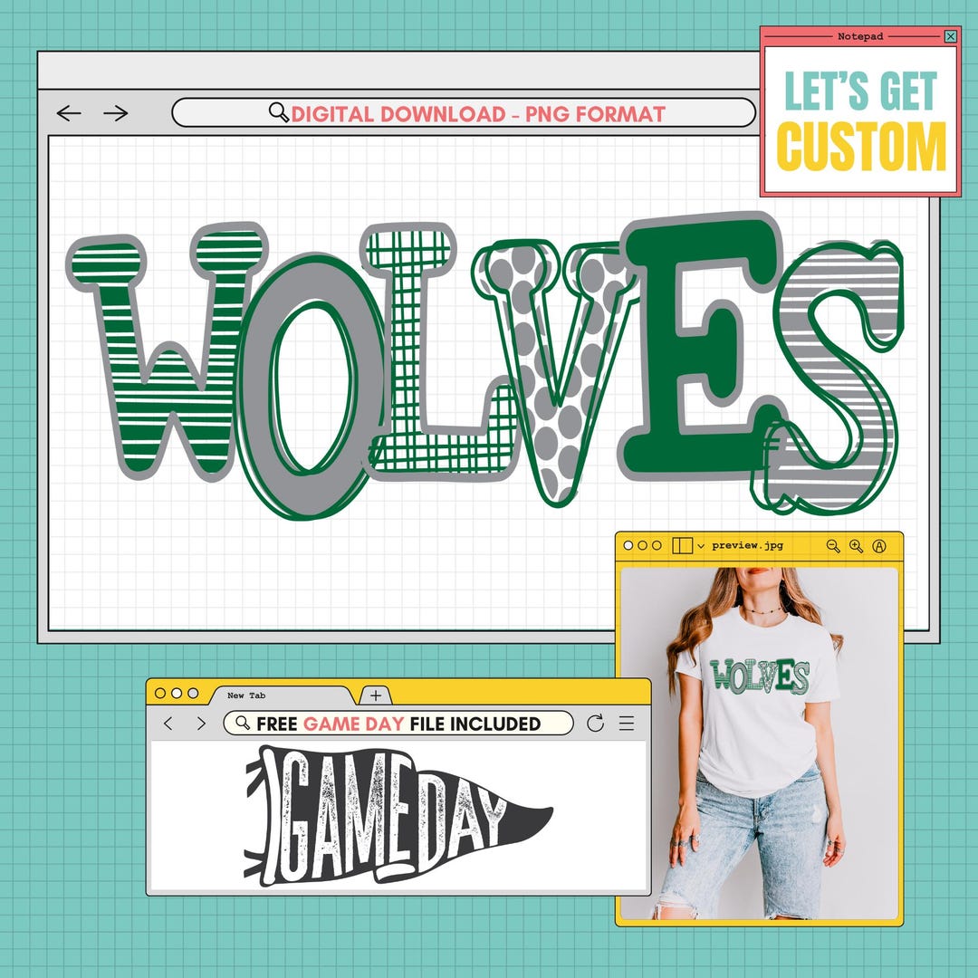 CUSTOM Wolves Design/ Mascot PNG/ Wolves Football/ High School/ College ...