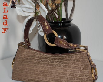 Pedro Del Hierro Beautiful Vintage Evening Handbag Canvas and Leather