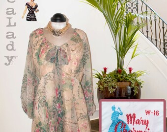 Mary Charmaine Chiffon Vintage Floral Occasion Dress PERFECT Size 12-14