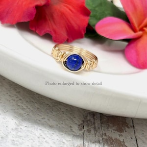 Starry Night Ring. Dainty Lapis Lazuli Ring / Gold, Silver, Rose Gold Lapis Lazuli Ring / Wire Wrapped Lapis Lazuli Ring / Lapis Jewelry