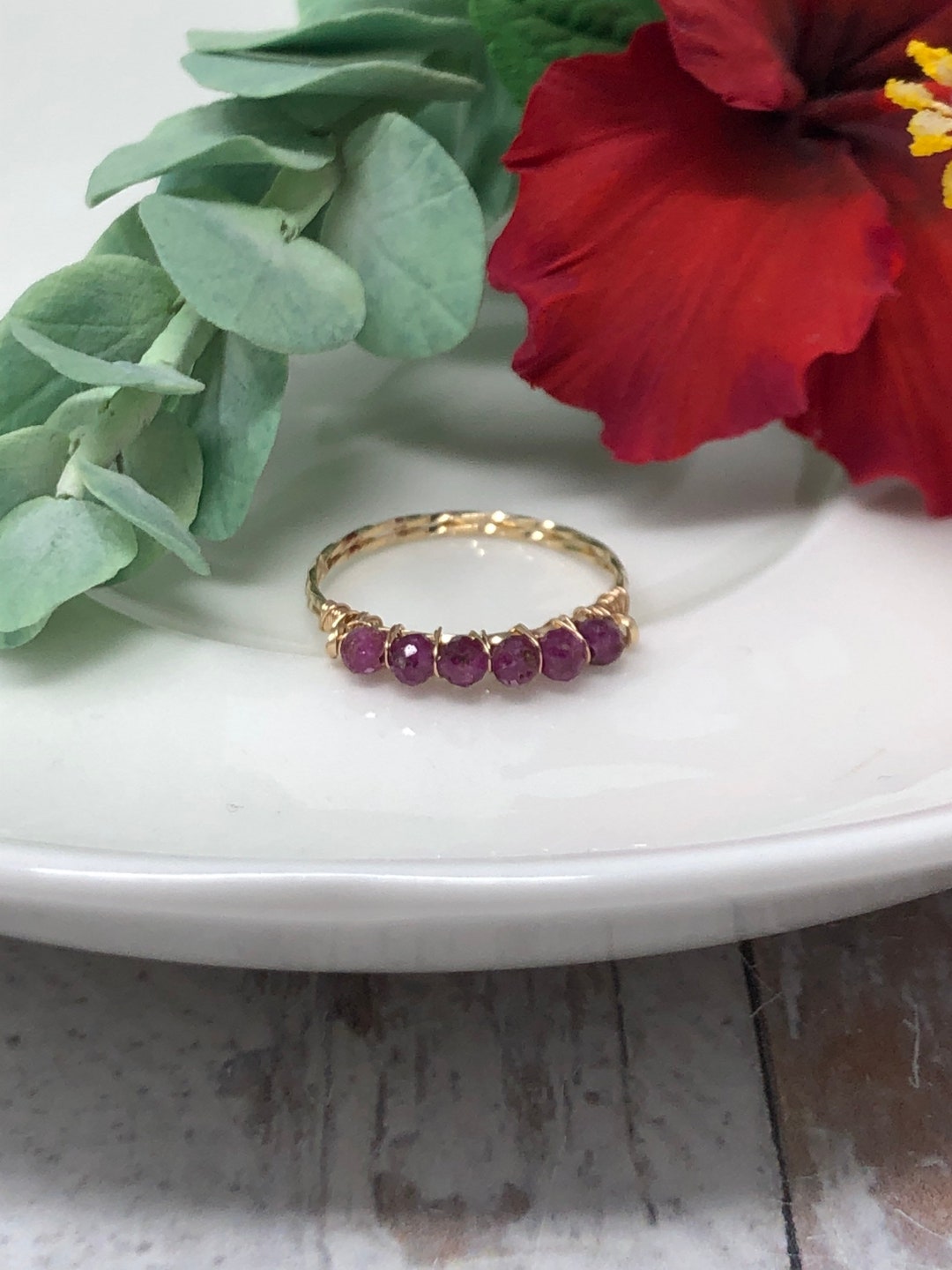 Twisted Rubies Ring. Dainty Natural Ruby Wire Wrap Ring / Red Gemstone ...