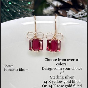 The Present Earrings. Crystal Present Earrings / Christmas Package Earrings / Crystal Christmas Earrings / Handmade Holiday Jewelry