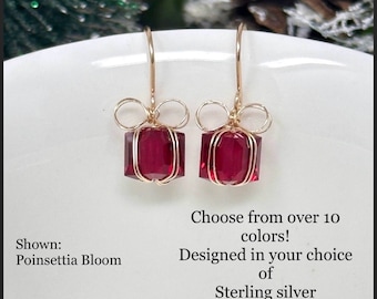 The Present Earrings. Crystal Present Earrings / Christmas Package Earrings / Crystal Christmas Earrings / Handmade Holiday Jewelry